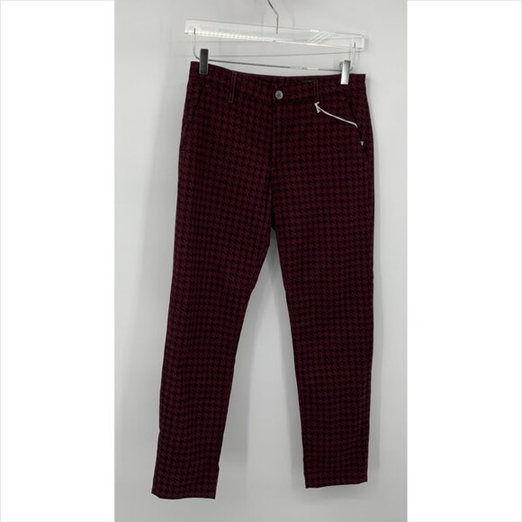 AG Adriano Goldschmied Caden tailored trousers pants houndstooth wine new 27 - Picture 2 of 5